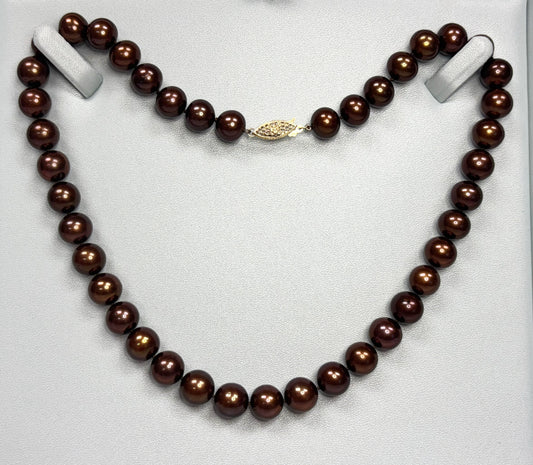 18" Freshwater Chocolate Pearl Necklace, 10-10.5mm