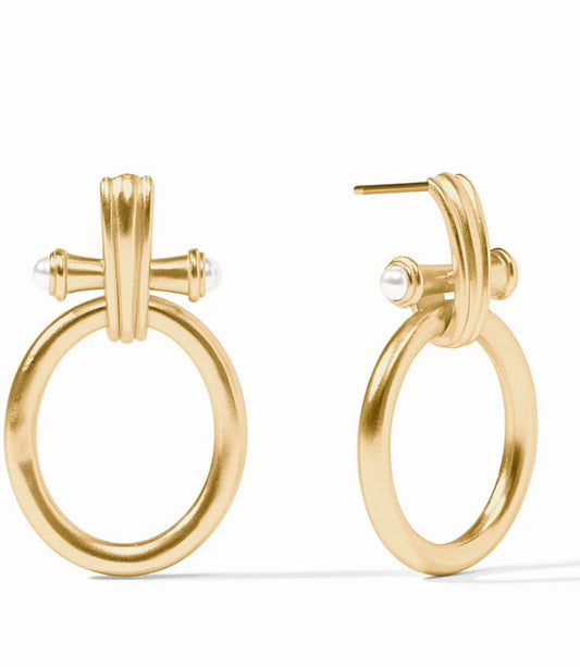 Bamboo Doorknocker Earring-Pearl