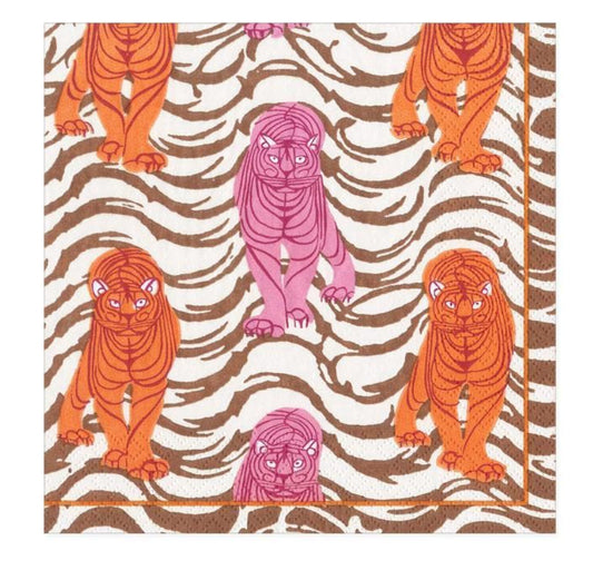 Tiger Stripe Orange/Pink Cocktail Napkins