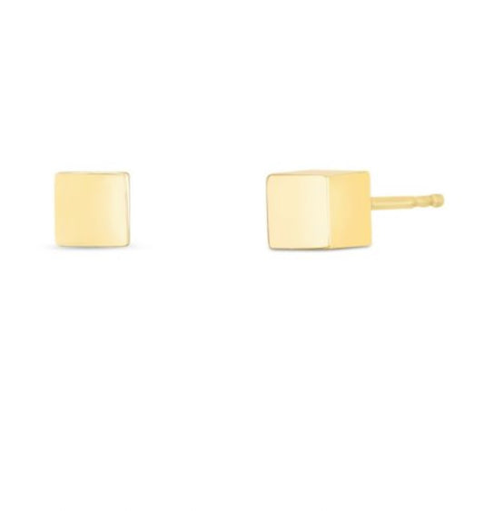 14K Cube Stud Earrings