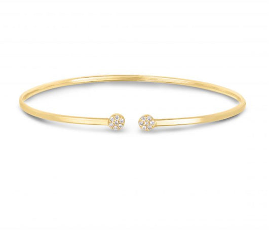 14ky Polished+Textured w/ .14ct Diamond Cuff Bangle