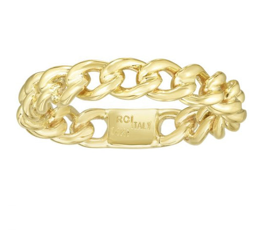 14KY Cuban Link Ring-Size 7