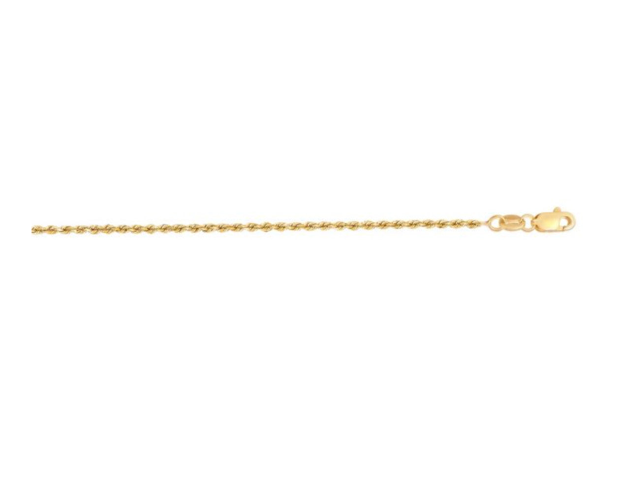 14K Gold 18" 1.4mm Diamond Cut Royal Rope Chain with Lobster Lock