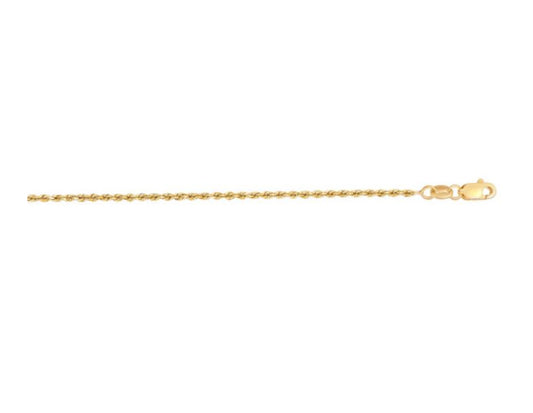 14K Gold 18" 1.4mm Diamond Cut Royal Rope Chain with Lobster Lock