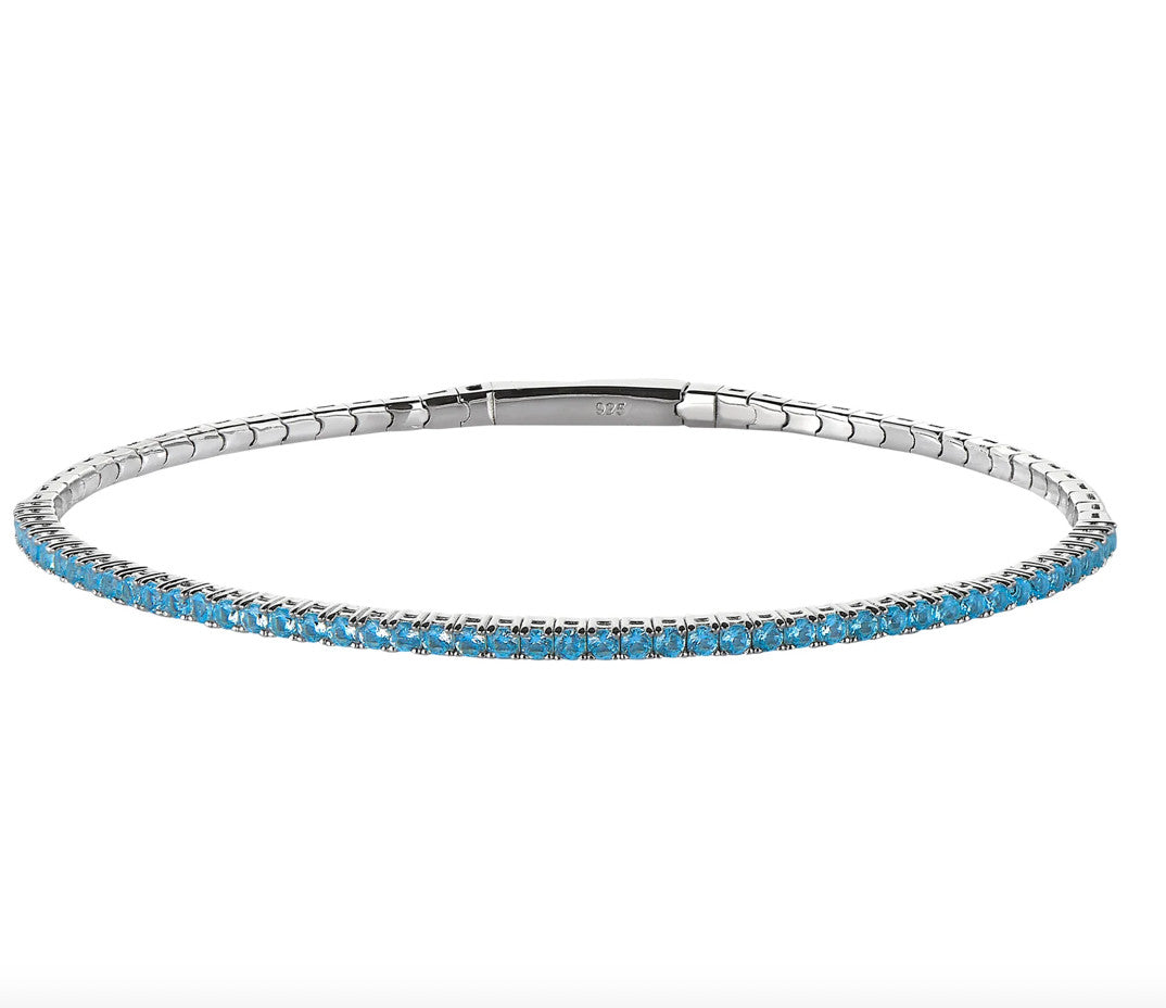 March Birthstone Flex Bracelet-Silver