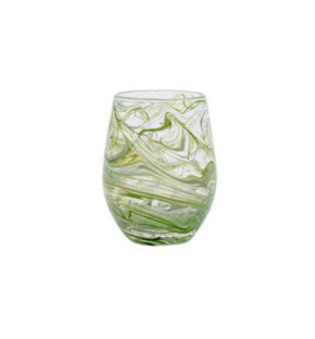 Puro Marbled Stemless Wine Glass - Green