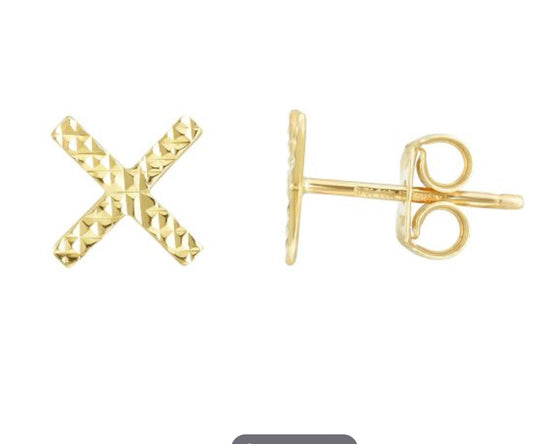 14Ky 7.5mm DC Post X Earring