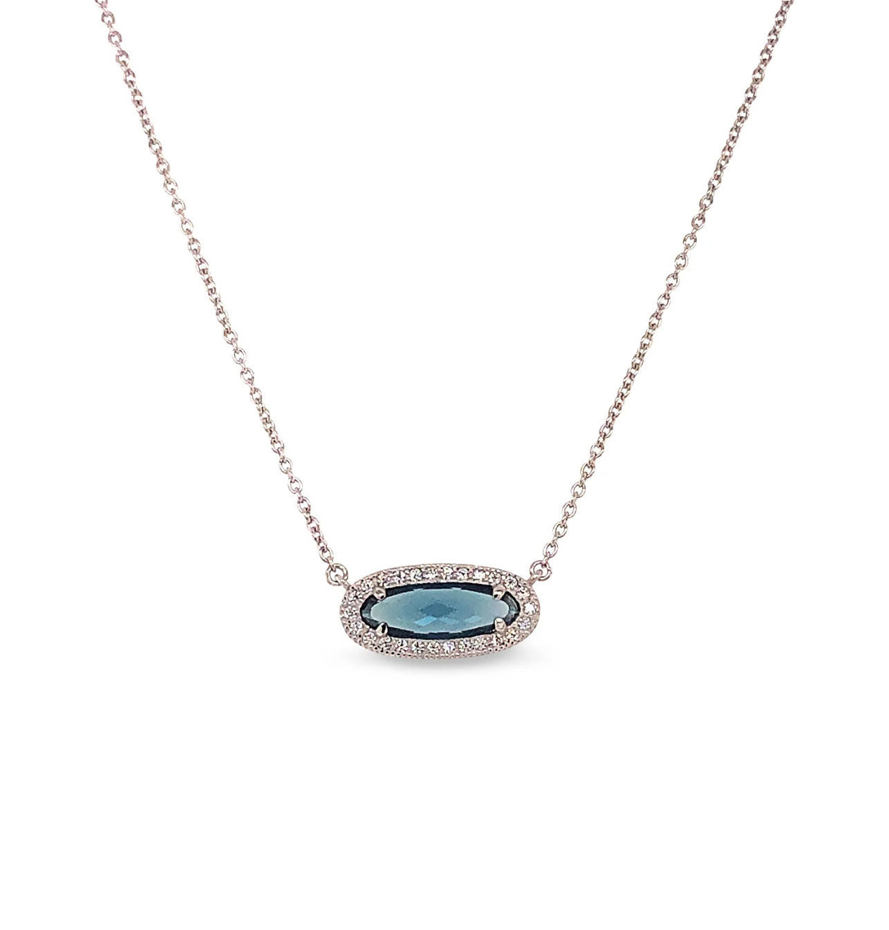 Oblong Simulated Blue Topaz Necklace