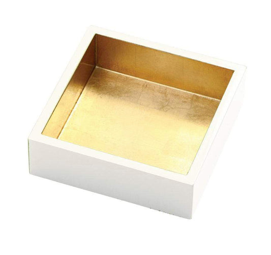 IVORY WITH GOLD LACQUER COCKTAIL NAPKIN HOLDER