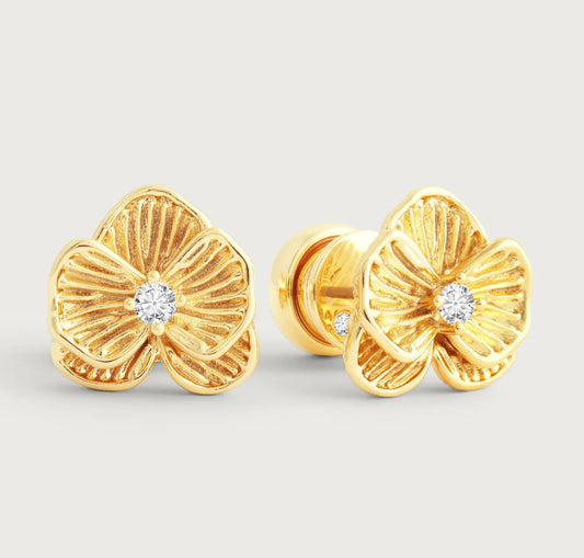 Orchid Gold Stud Earrings