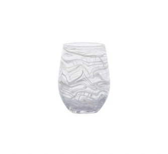 Puro Marbled Stemless Wine Glass - White