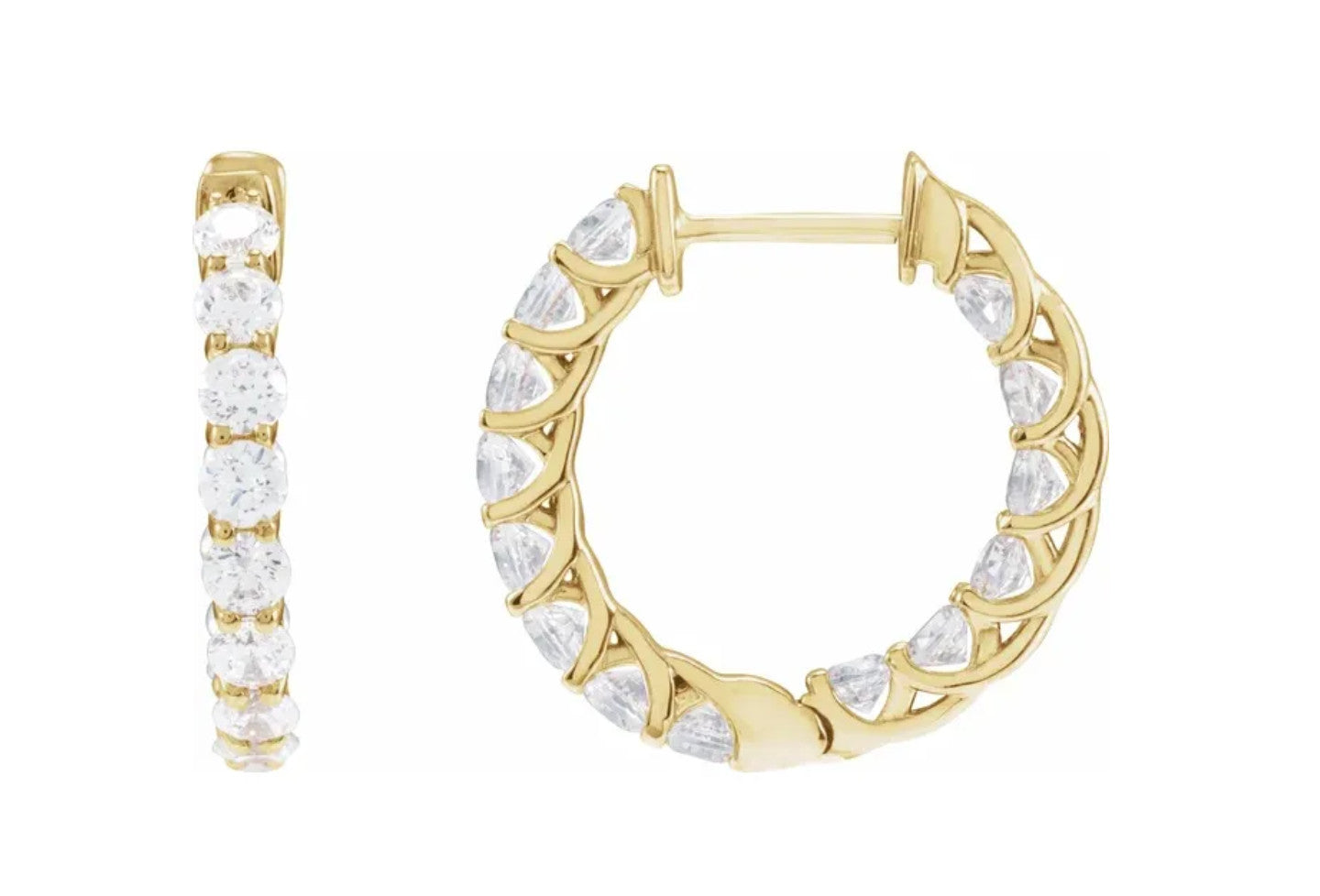 14K Yellow 2 1/5 CTW Lab-Grown Diamond Inside-Outside 19.7 mm Hoop Earrings