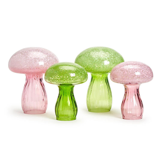 Glass Mushroom with Fluted Stem-Short