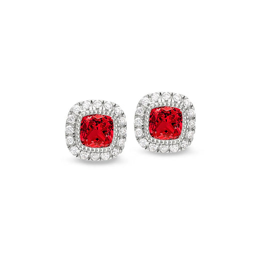 Cushion Cut July Birthstone Stud Earrings