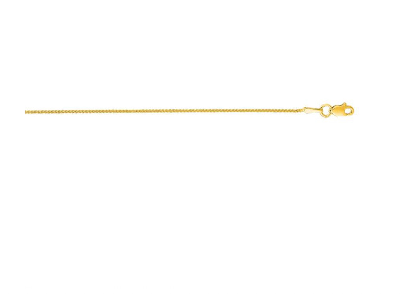 14KY 16in 1mm Round Wheat Chain w/ Lobster Clasp