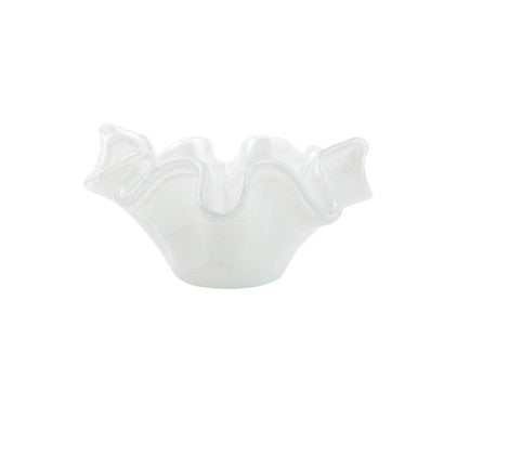 Onda White Glass Small Bowl
