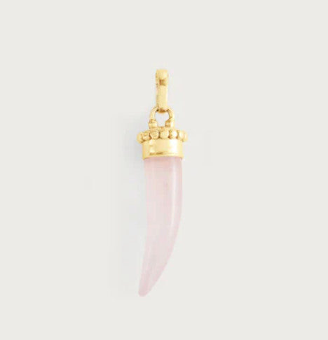 Milos Stone Horn Charm, Rose Quartz