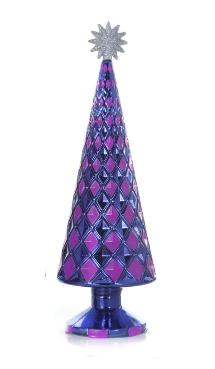 Stacked Diamond Tree- Indigo/Raspberry-SM