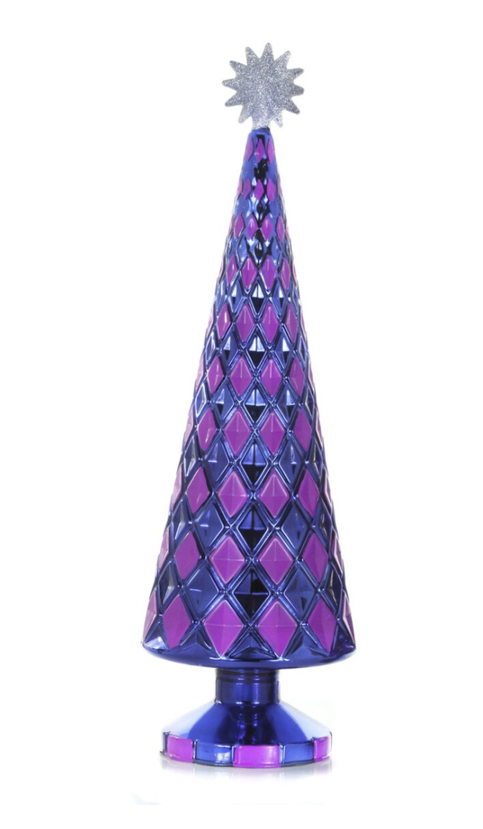 Stacked Diamond Tree-Indigo/Raspberry-LG