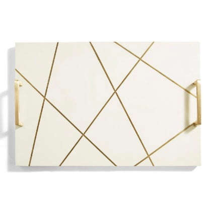 Lines Decorative Tray with Brass Handles