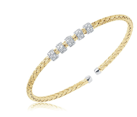 Gold Plated Bangle with Five Station Stones