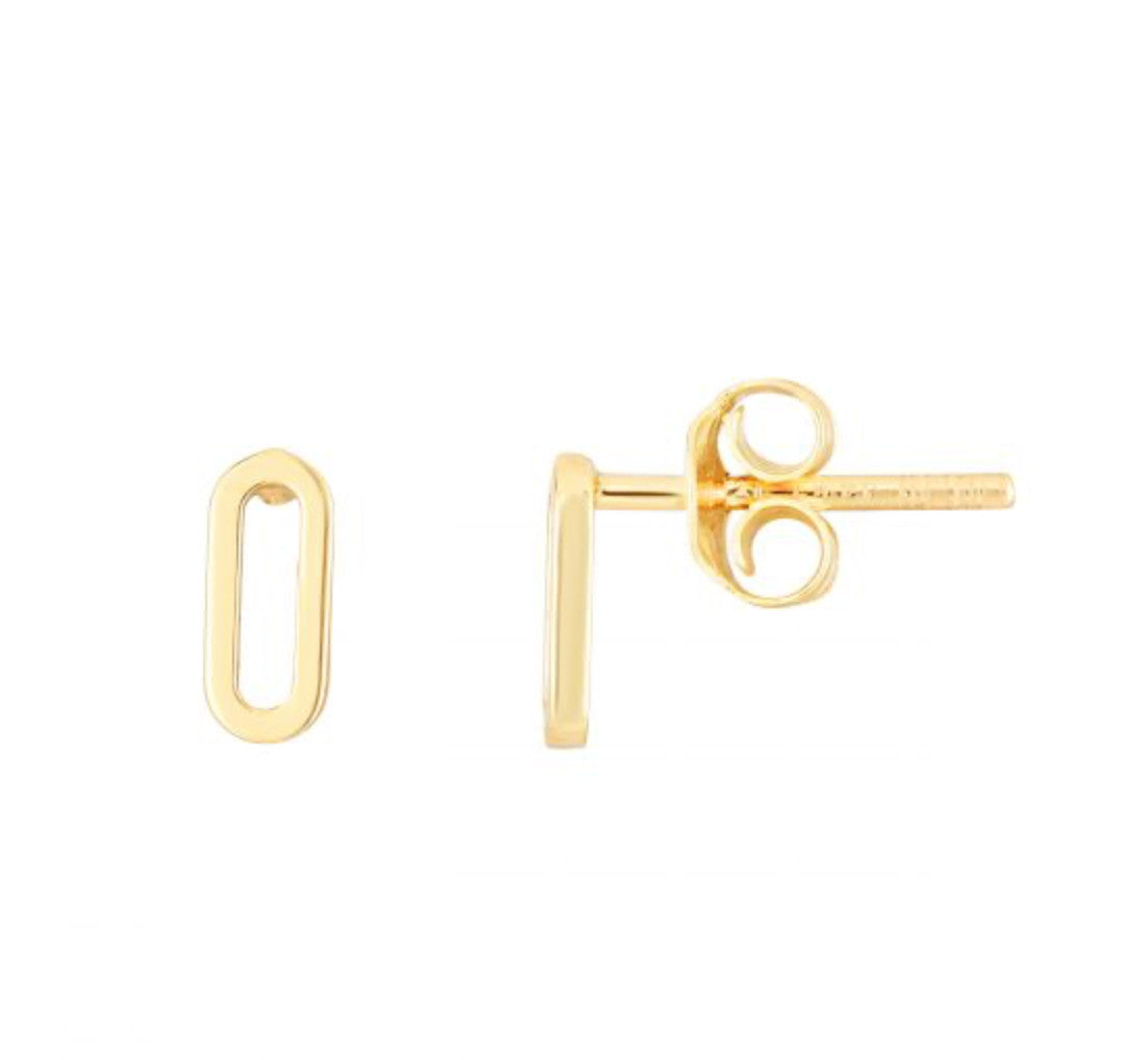 14K Yellow Gold Mini Paperclip Studs