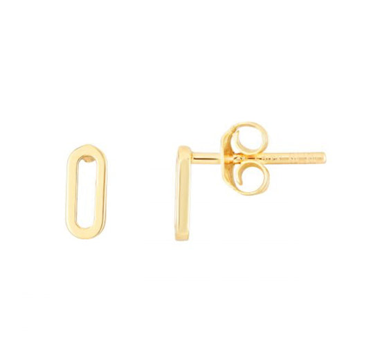 14K Yellow Gold Mini Paperclip Studs