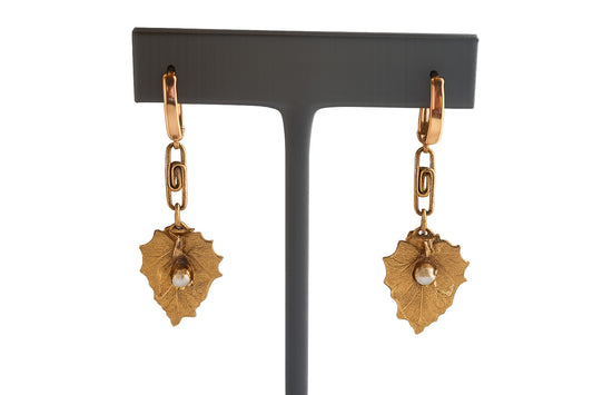 Vintage Revival Leaf & Pearl Earrings