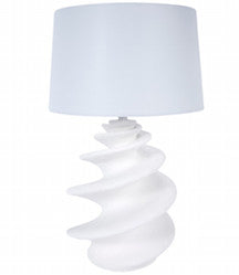 Durham White Gesso Shell Lamp with Linen Shade