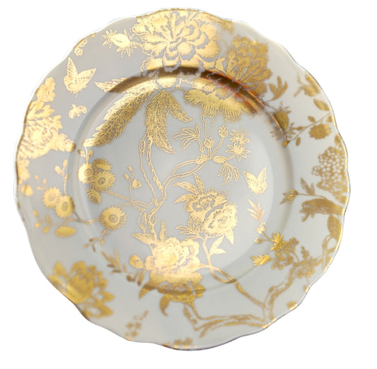 Jardin Secret White and Gold Salad Plate