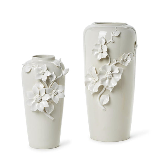 Large Vase with 3-D Sculpted Flowers