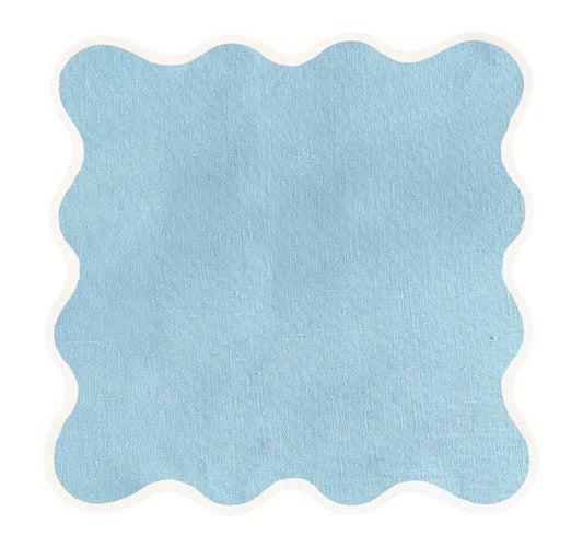 Linen Scalloped Square | Sky Blue