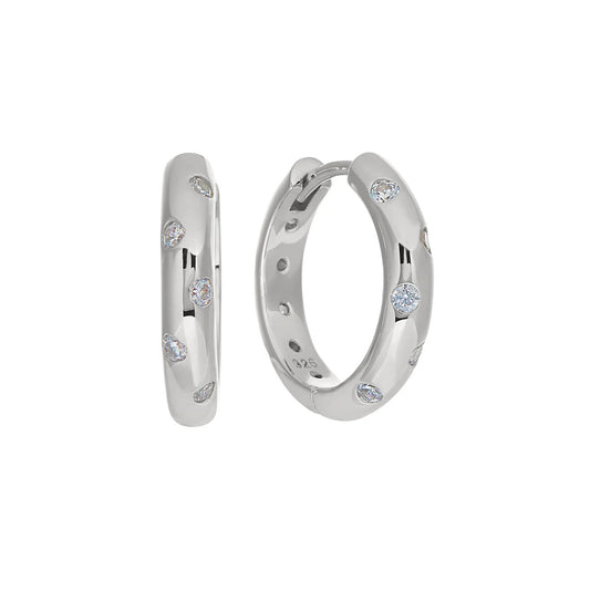 Ten Flush Set Simulated Diamond Huggie Earrings