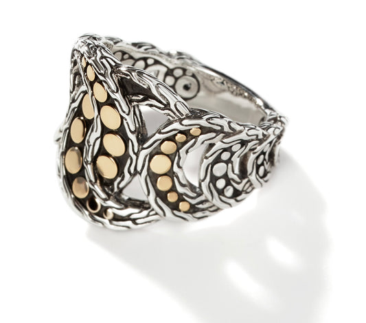 WM Dot 18K Gold & Sil Ring, Size 7