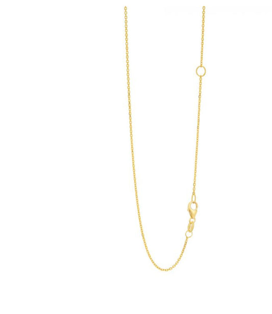 14K 18" Gold 1.1mm Extendable Diamond Cut Cable Chain (Jump Ring at 16 inch) with Lobster Lock