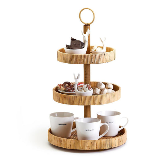 Adjustable 3 Tiered Hand-Crafted Rattan Centerpiece