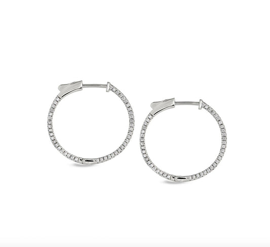 Medium Side Stone Hoop Earrings