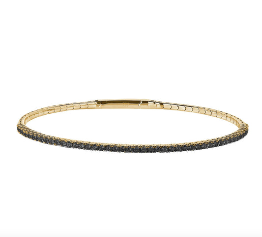 Black Single Row Flex Bracelet-Gold