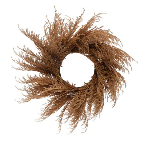 28" Round Faux Pampas Grass Wreath, Blush