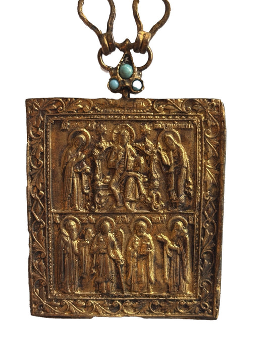 Bronze Byzantine Icon Pendant Necklace