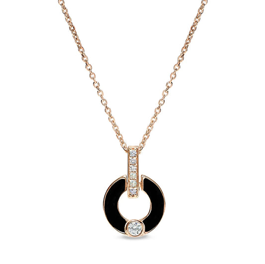 Rose Gold and Black Enamel Necklace