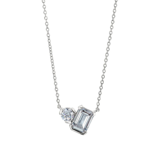 April Emerald Cut Birthstone Necklace