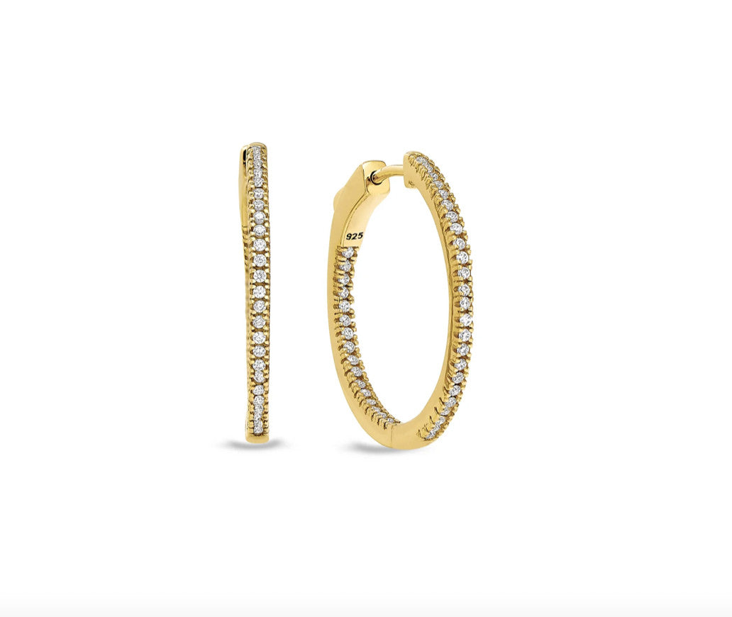 Medium Inside Out Hoop Earrings-Gold