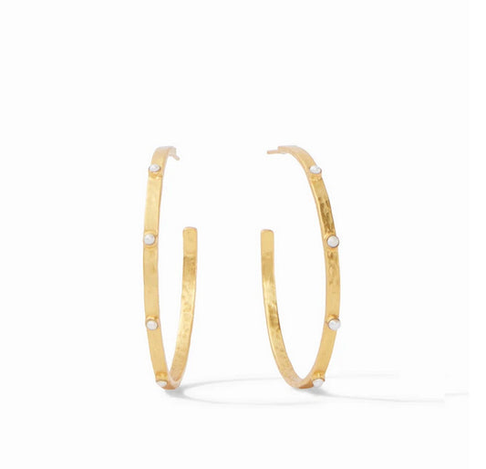 Crescent Stone Hoops Large