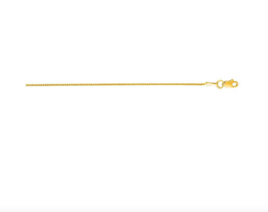 14K 18" Gold 1mm Round Wheat Chain with Lobster Lock