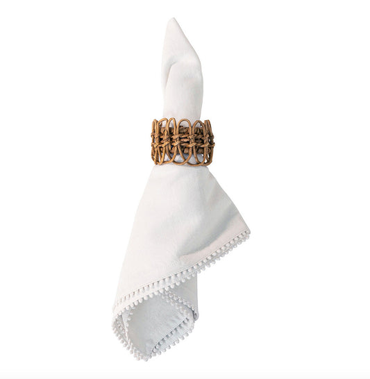 Set of 4 Berry Trim White Napkin
