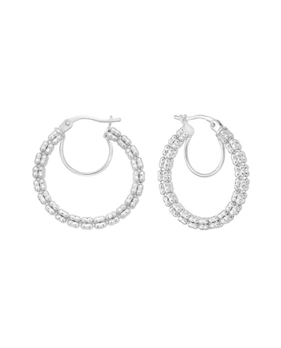 14K Ice Chain Round Hoops