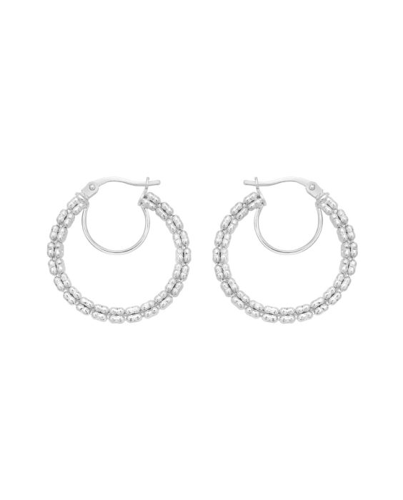 14K Ice Chain Round Hoops