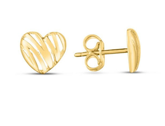 14K Scribble Heart Studs