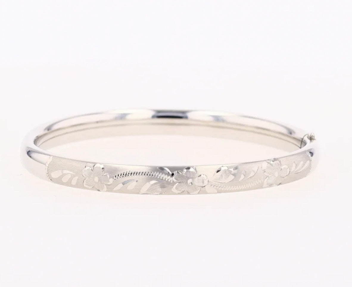 Sterling Silver Hand Engraved Baby Bracelet